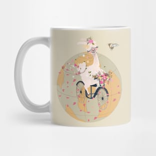 Llama on a bicycle Mug